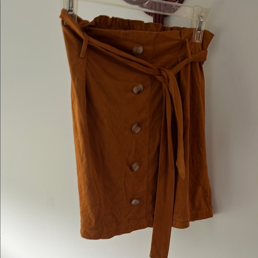 Francesca's Collections Brown Wrap Knee-Length Skirt
